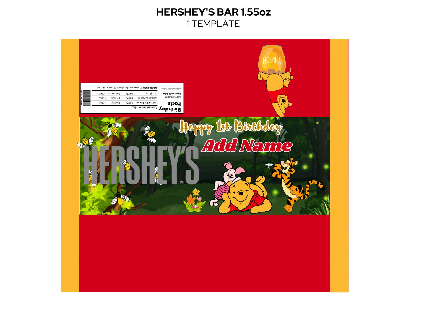 Digital Winnie the Pooh Party favor bundle